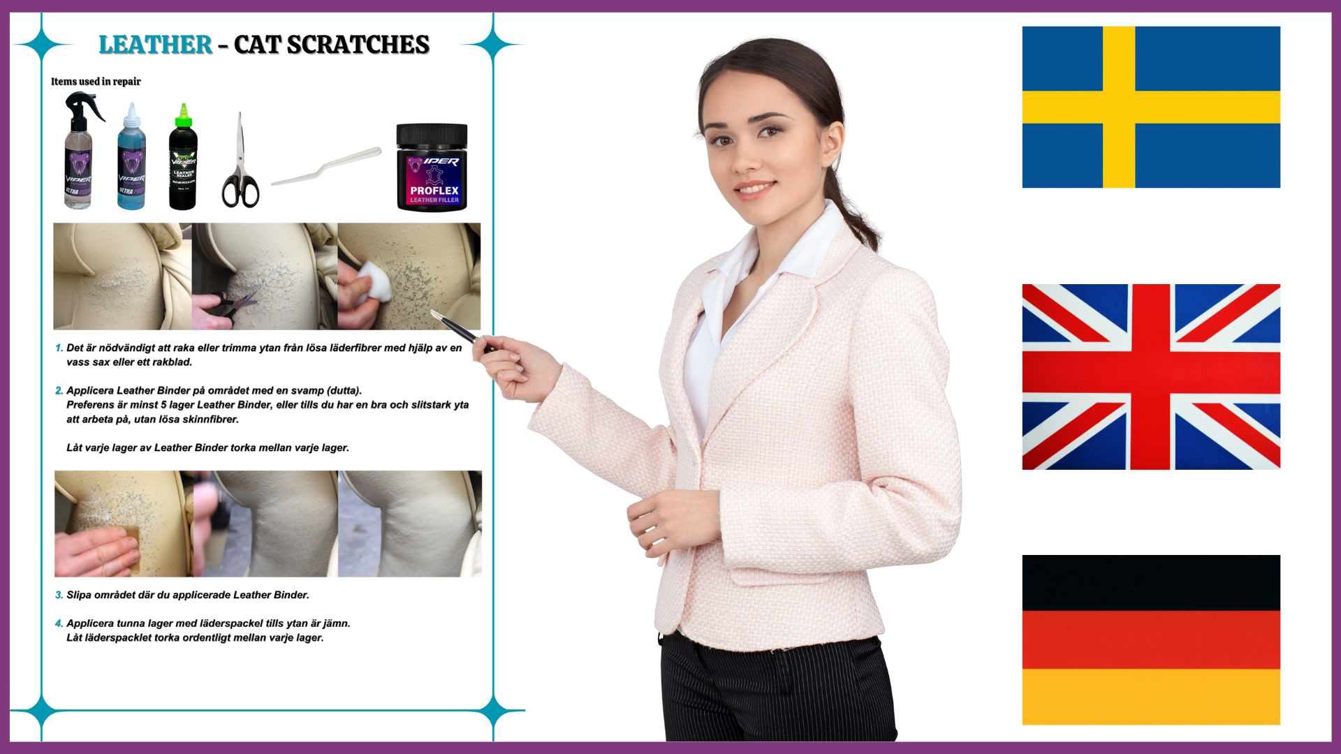Kit för reparation av fnasigt läder